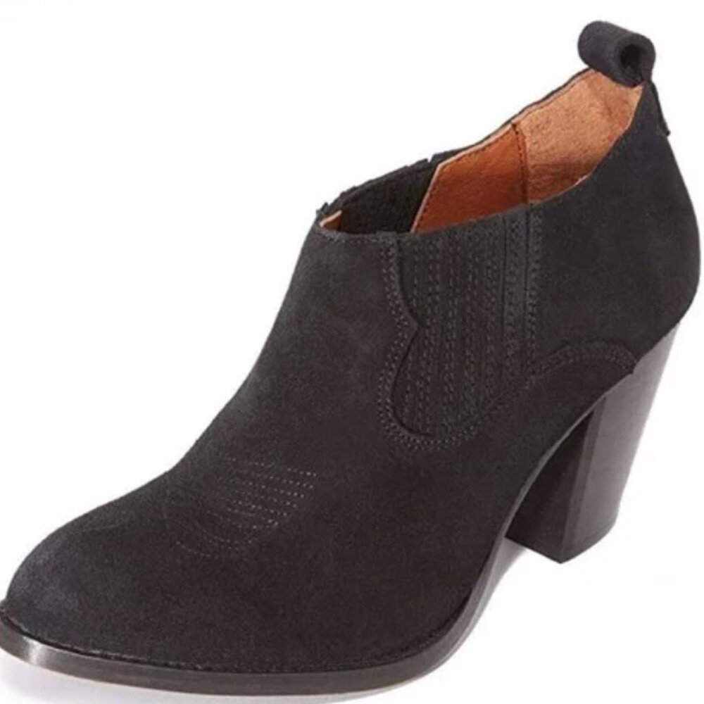 Frye Shortie Black Suede Western Ankle Boot Size 7.5 Cowgirl Vibe